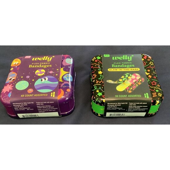 2 Welly Flex Fabric Adhesive Bandages Glow In The Dark Assorted Outer Space Star - Picture 5 of 5